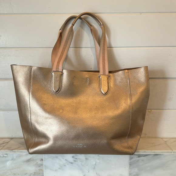Coach Handbags - Coach Metallic Gold Derby Large Tote Bag  F59388